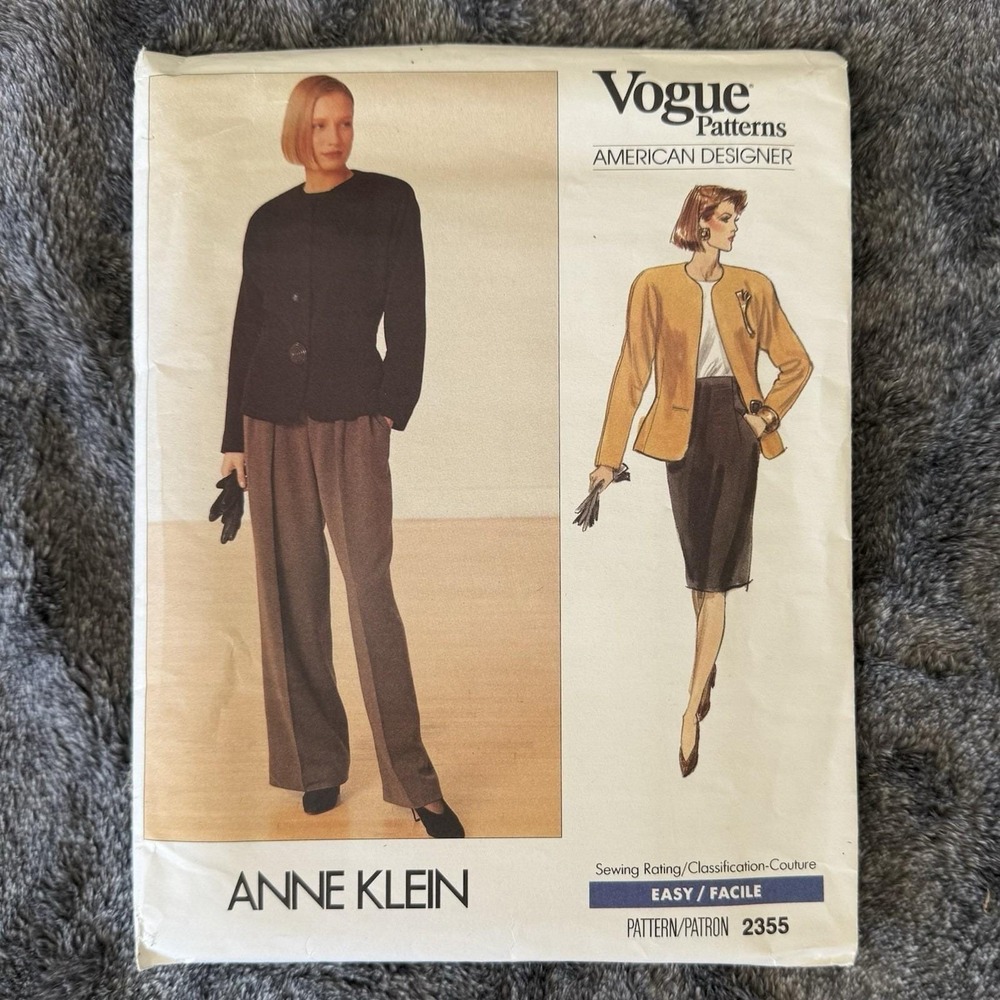 American designer Vogue pattern‎  #2355 Anne Klein Suit Set sz 6-8-10 Uncut/FF